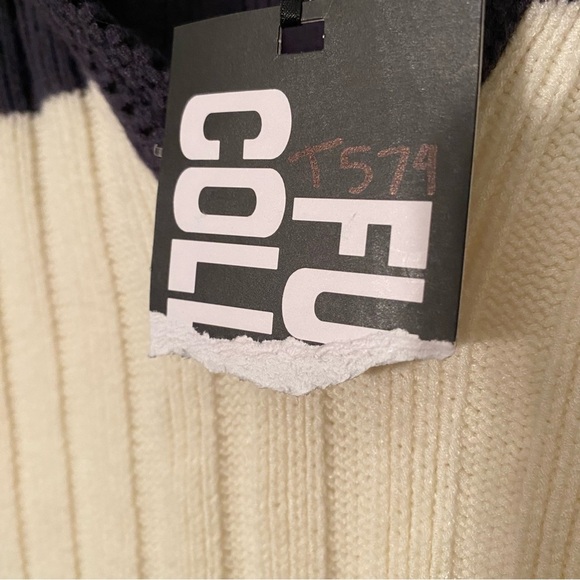 Women's Long Sleeve Oversized Rugby Mini Sweater Dress, Navy Stripe XXL NEW - Picture 10 of 10